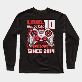 10th Birthday Gamer 10 Year Old Bday Boy Ten Son Long Sleeve T-Shirt